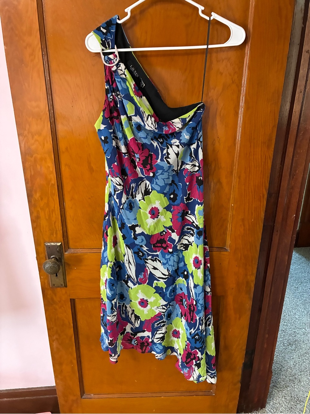 #13 - Ralph Lauren One-Shoulder Floral Sundress in Blue, Lime & Fuchsia